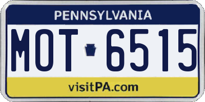 PA license plate MOT6515