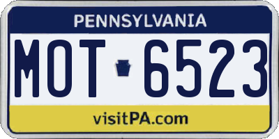 PA license plate MOT6523