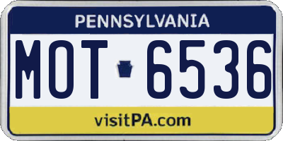PA license plate MOT6536