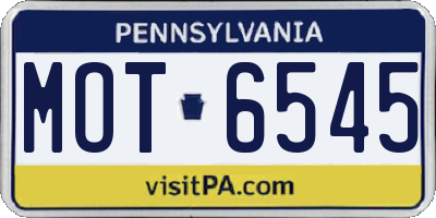 PA license plate MOT6545