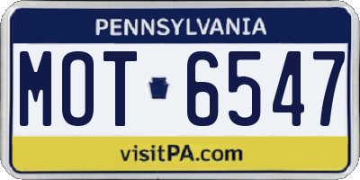PA license plate MOT6547