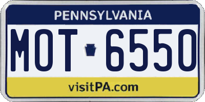 PA license plate MOT6550