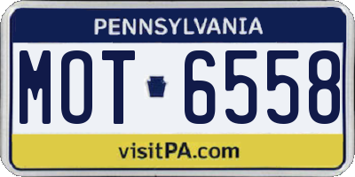 PA license plate MOT6558
