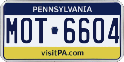 PA license plate MOT6604