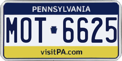 PA license plate MOT6625