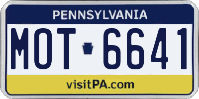 PA license plate MOT6641