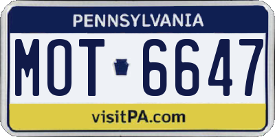 PA license plate MOT6647
