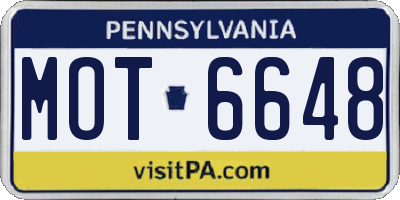 PA license plate MOT6648