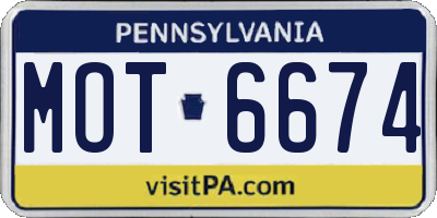 PA license plate MOT6674