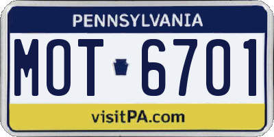 PA license plate MOT6701