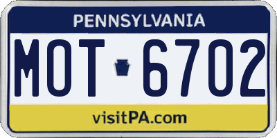 PA license plate MOT6702