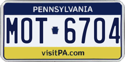 PA license plate MOT6704