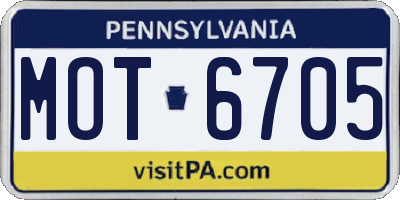 PA license plate MOT6705