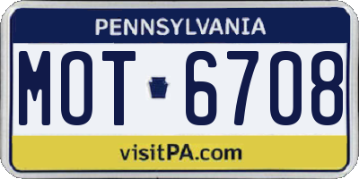 PA license plate MOT6708