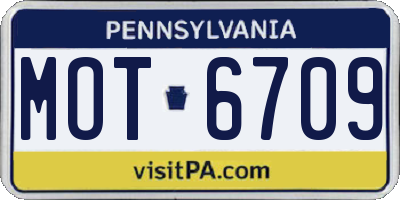 PA license plate MOT6709