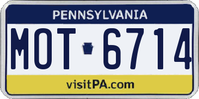 PA license plate MOT6714