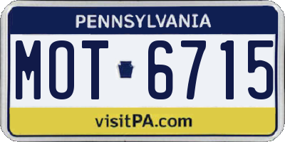 PA license plate MOT6715