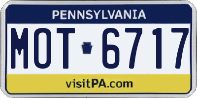 PA license plate MOT6717