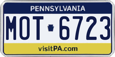 PA license plate MOT6723