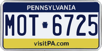 PA license plate MOT6725