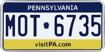 PA license plate MOT6735