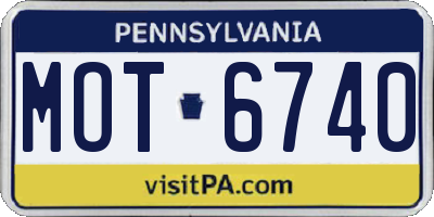 PA license plate MOT6740