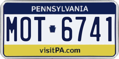 PA license plate MOT6741