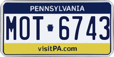 PA license plate MOT6743