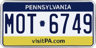 PA license plate MOT6749