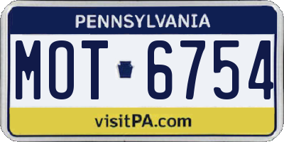 PA license plate MOT6754