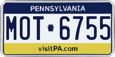 PA license plate MOT6755