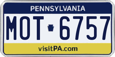 PA license plate MOT6757