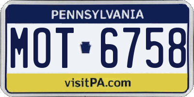 PA license plate MOT6758