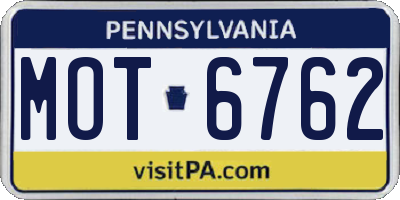 PA license plate MOT6762