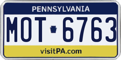 PA license plate MOT6763