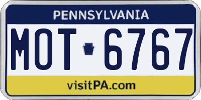 PA license plate MOT6767