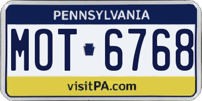 PA license plate MOT6768