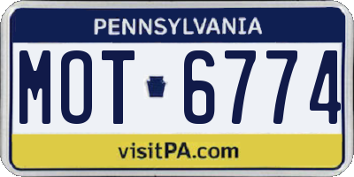 PA license plate MOT6774