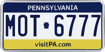 PA license plate MOT6777