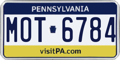 PA license plate MOT6784