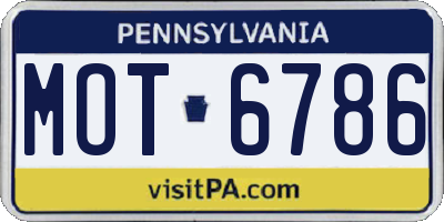 PA license plate MOT6786