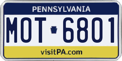 PA license plate MOT6801