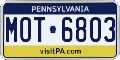 PA license plate MOT6803