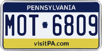 PA license plate MOT6809
