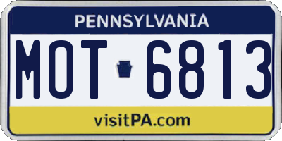 PA license plate MOT6813