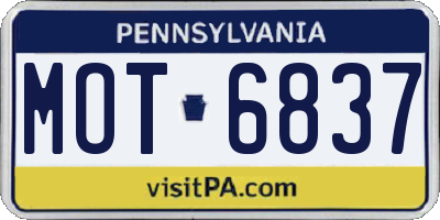 PA license plate MOT6837