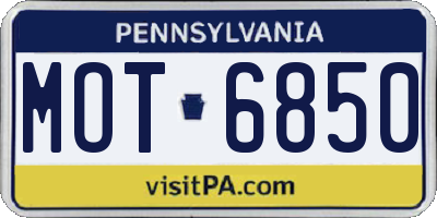 PA license plate MOT6850