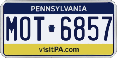 PA license plate MOT6857