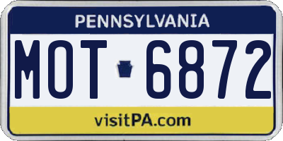 PA license plate MOT6872