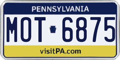 PA license plate MOT6875